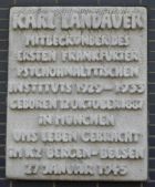 Karl-Landauer-Gedenktafel am Sigmund-Freud-Institut in Frankfurt